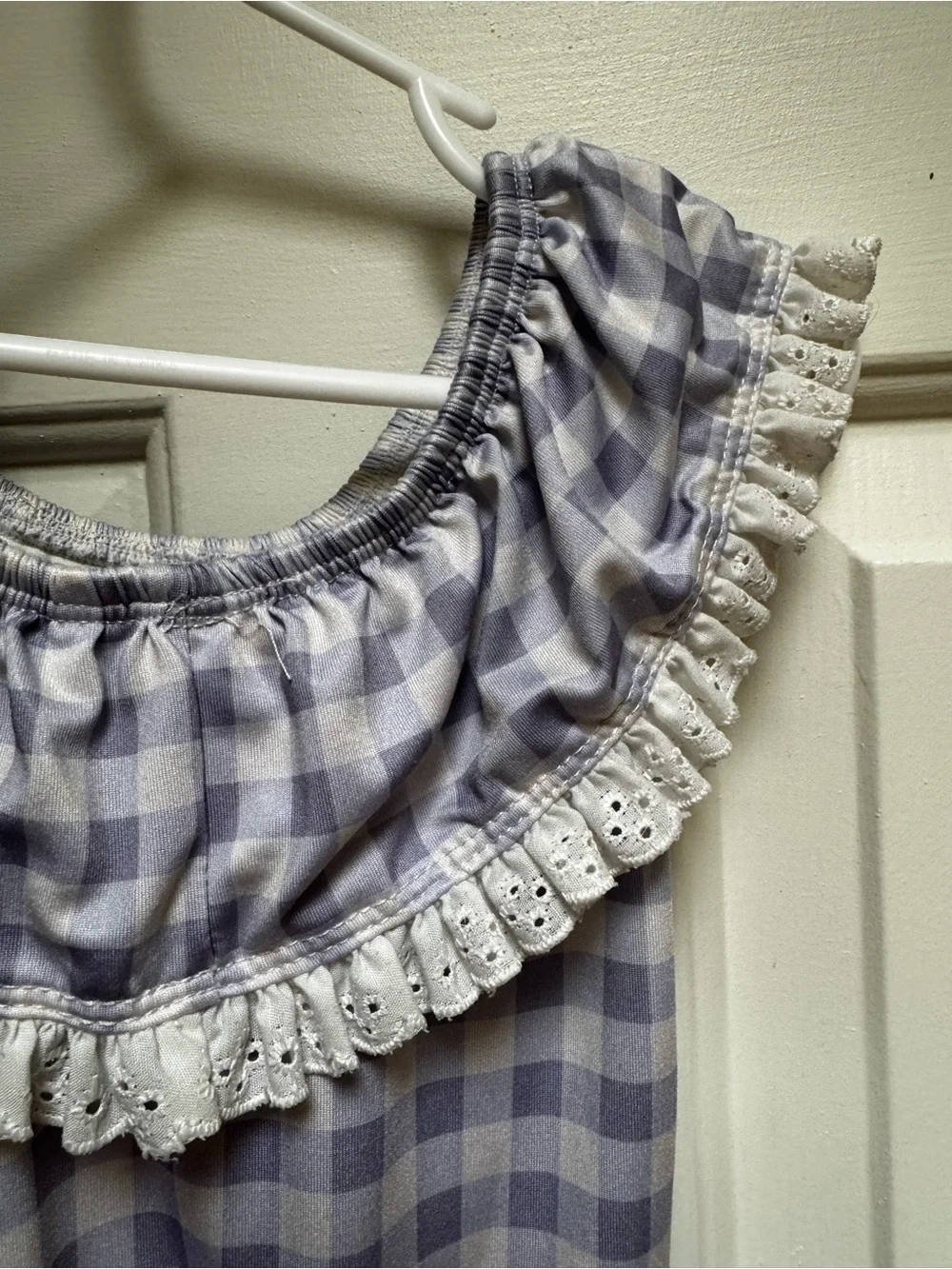 Wildling WDW 3T Gingham Check Swim Purple White Eyelet lace Ruffle & Tie Girls 3 - Picture 10 of 13